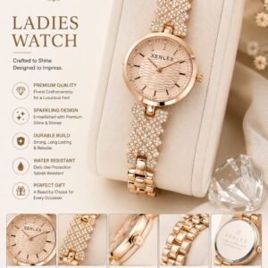 Xenlex luxury golden crystal ladies watch