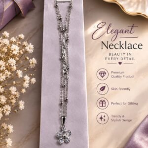 Elegant flower crystal pendant necklace for women