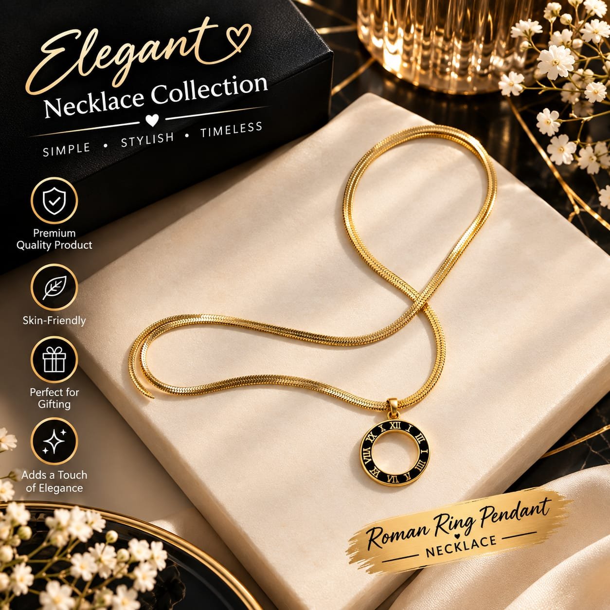 Elegant Roman Ring Pendant Necklace Gold Elegant Gold Roman Ring Pendant Necklace