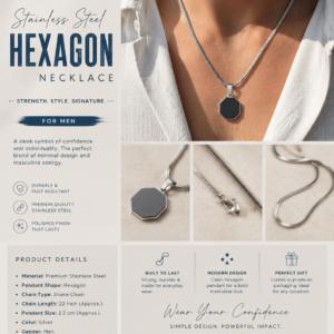 Men’s Stainless Steel Hexagon Necklace | Happy Store