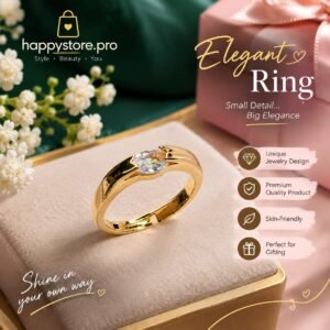 Elegant gold ring with sparkling zircon stone