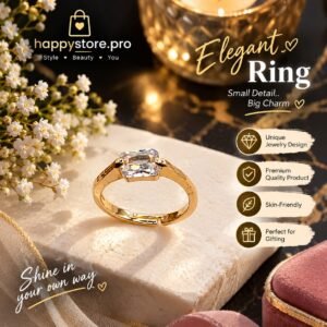 Elegant gold-tone ring with sparkling crystal centerpiece