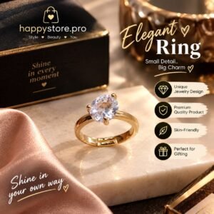 Elegant crystal ring with gold-tone finish
